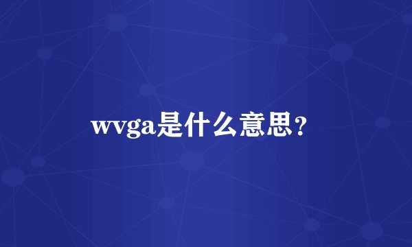 wvga是什么意思？