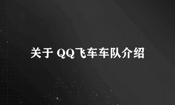 关于 QQ飞车车队介绍
