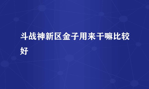 斗战神新区金子用来干嘛比较好