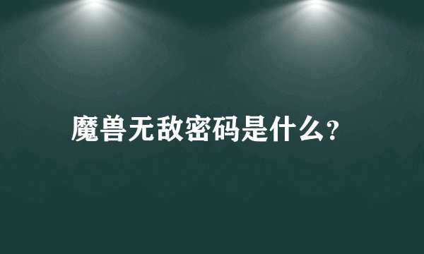 魔兽无敌密码是什么？