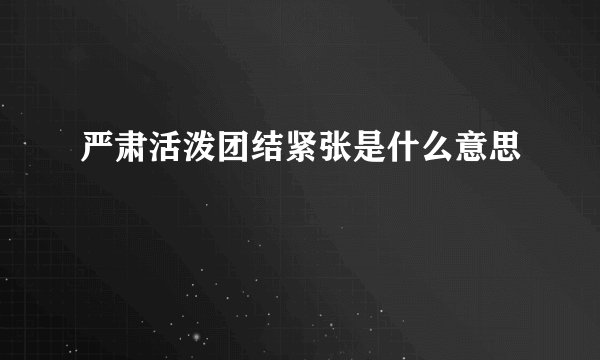 严肃活泼团结紧张是什么意思