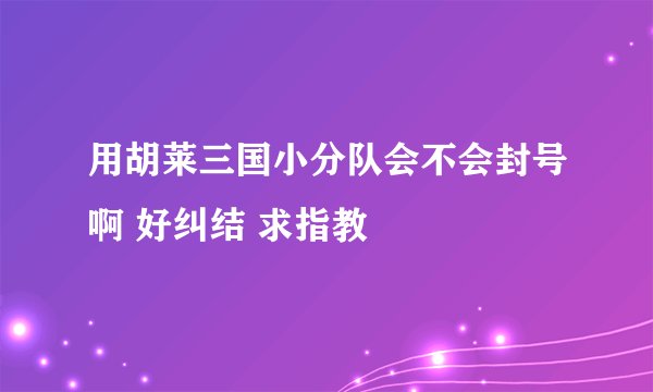 用胡莱三国小分队会不会封号啊 好纠结 求指教