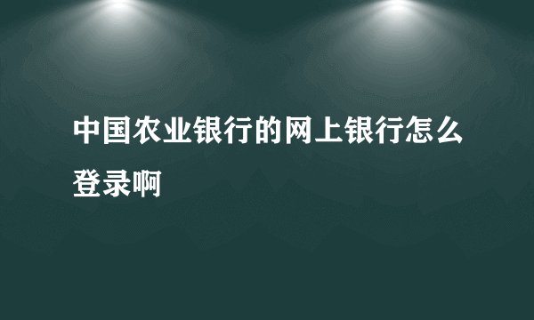 中国农业银行的网上银行怎么登录啊