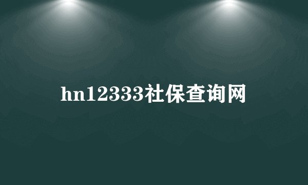 hn12333社保查询网