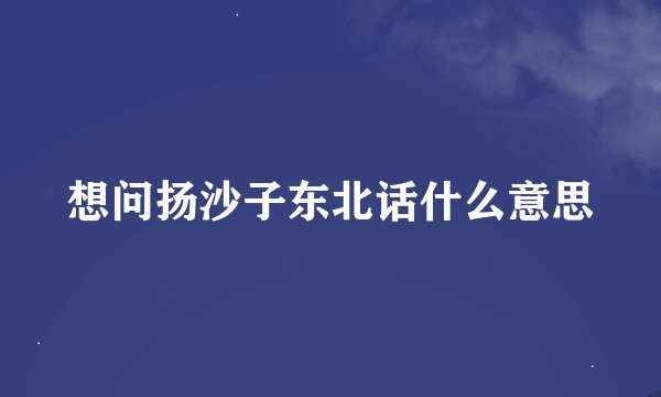 想问扬沙子东北话什么意思
