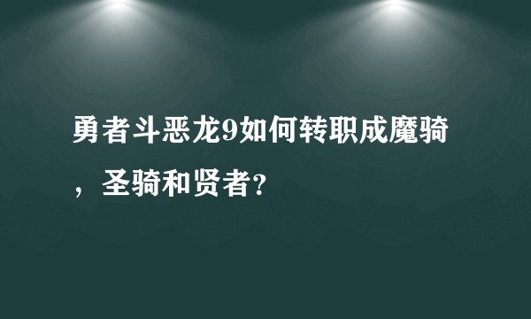 勇者斗恶龙9如何转职成魔骑，圣骑和贤者？