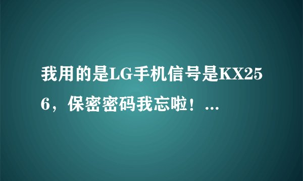 我用的是LG手机信号是KX256，保密密码我忘啦！怎么找回啊