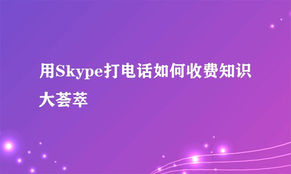 用Skype打电话如何收费知识大荟萃