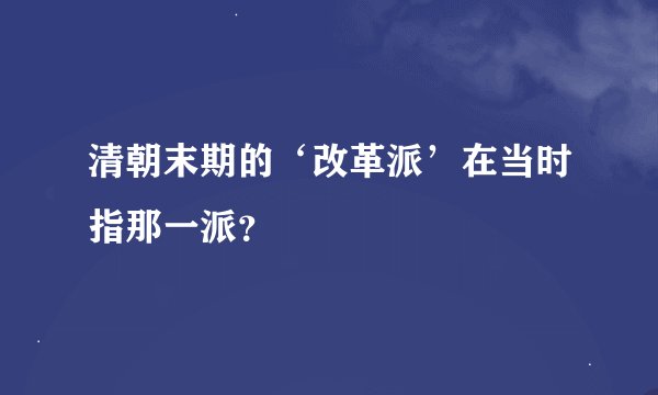 清朝末期的‘改革派’在当时指那一派？