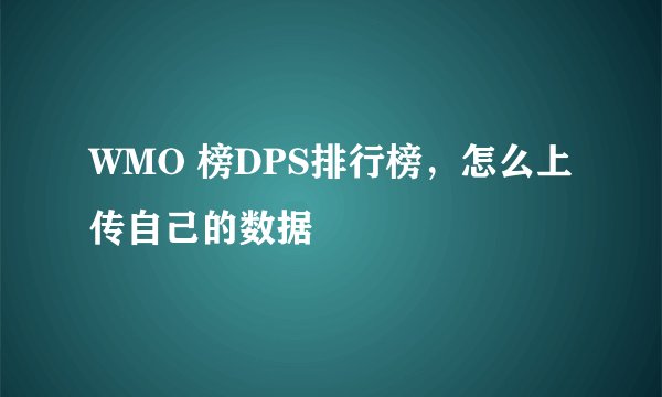 WMO 榜DPS排行榜，怎么上传自己的数据