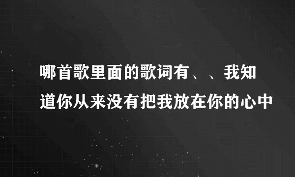 哪首歌里面的歌词有、、我知道你从来没有把我放在你的心中