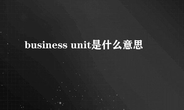 business unit是什么意思