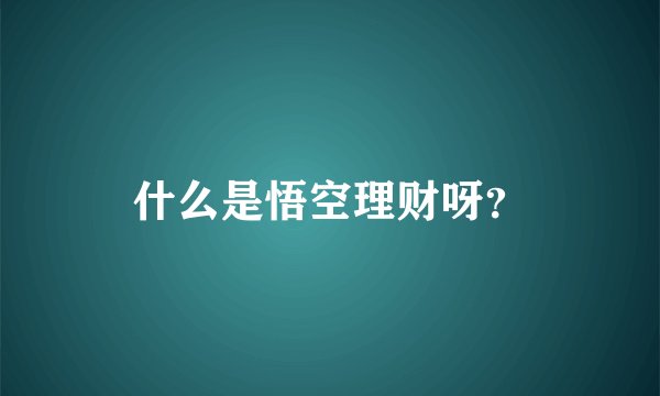 什么是悟空理财呀？