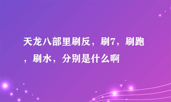 天龙八部里刷反，刷7，刷跑，刷水，分别是什么啊