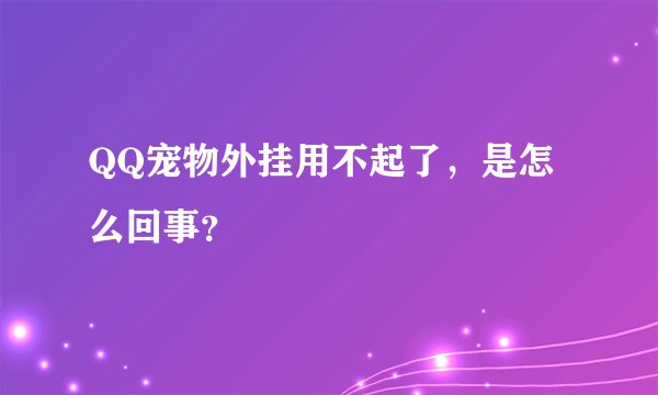 QQ宠物外挂用不起了，是怎么回事？