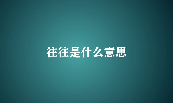 往往是什么意思