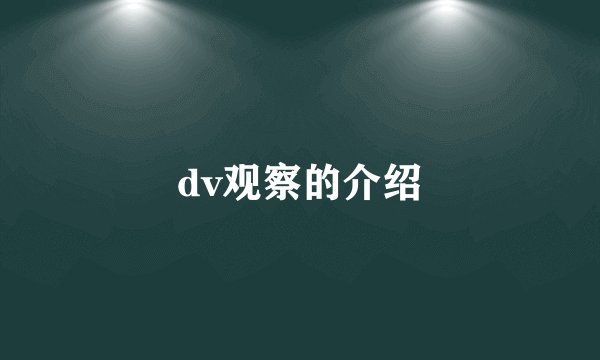 dv观察的介绍