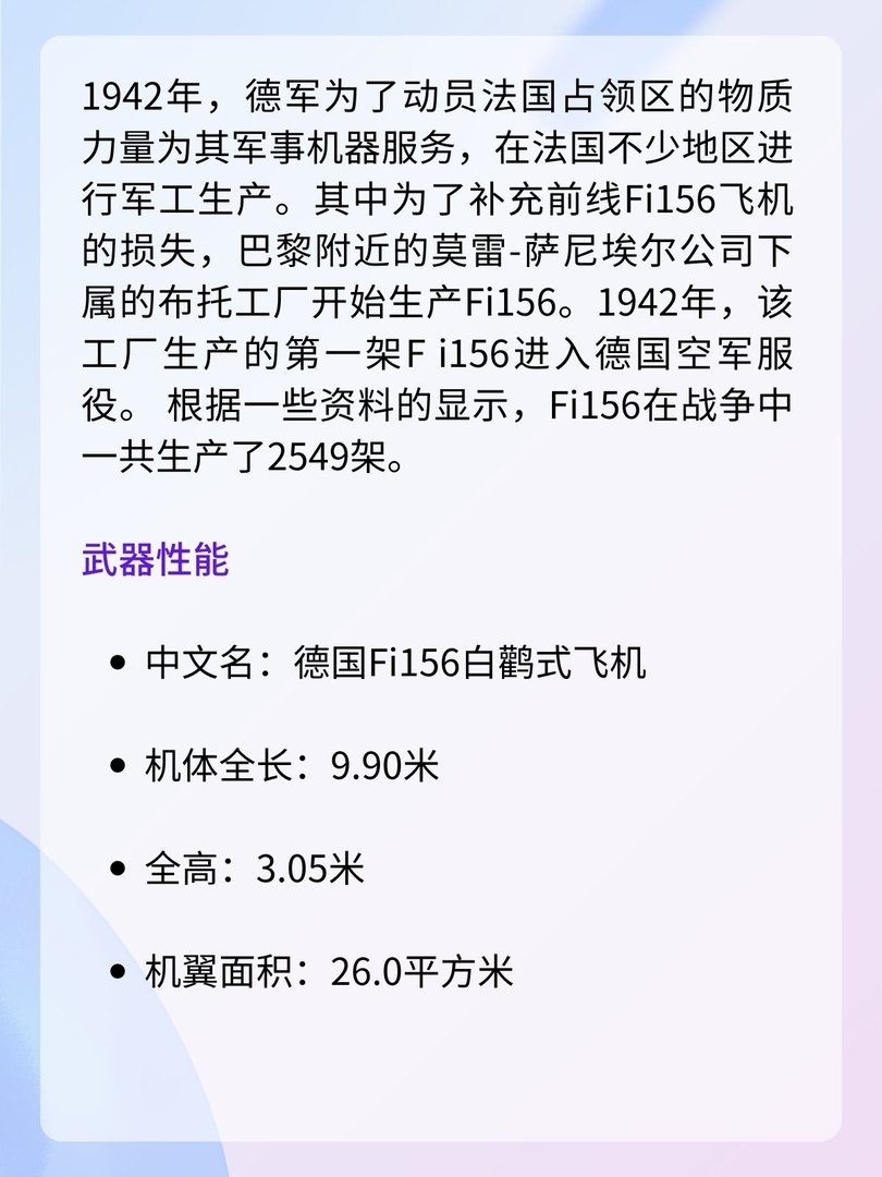 德国Fi156白鹳式飞机