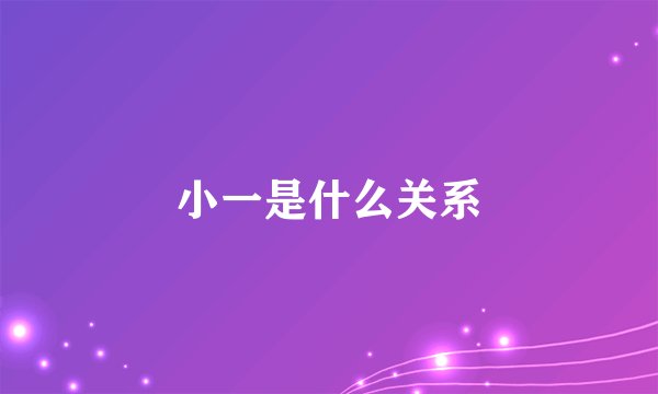 小一是什么关系