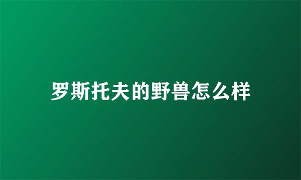 罗斯托夫的野兽怎么样