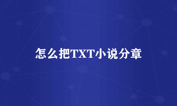 怎么把TXT小说分章