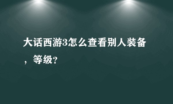 大话西游3怎么查看别人装备，等级？