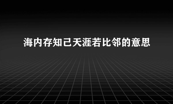 海内存知己天涯若比邻的意思
