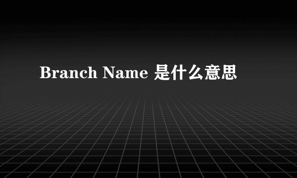 Branch Name 是什么意思