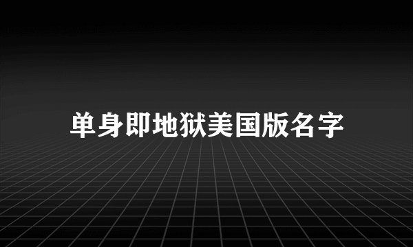 单身即地狱美国版名字
