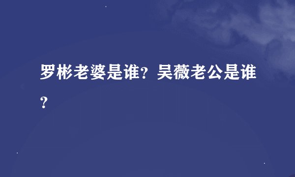 罗彬老婆是谁？吴薇老公是谁？