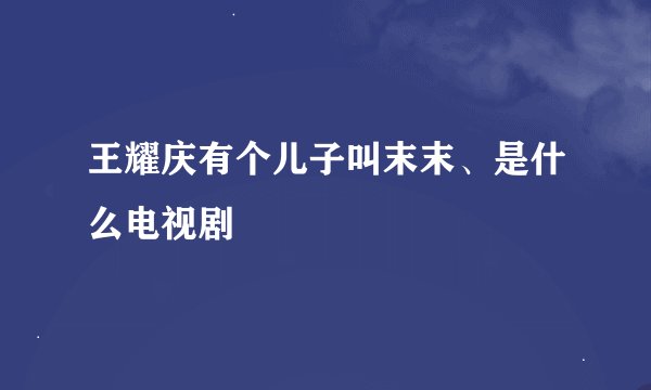 王耀庆有个儿子叫末末、是什么电视剧