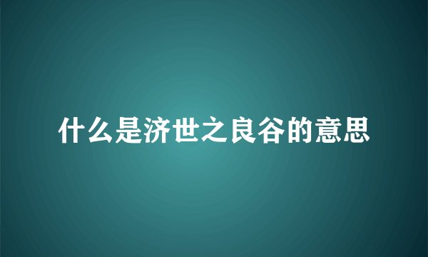 什么是济世之良谷的意思