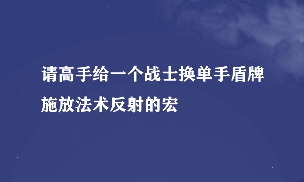 请高手给一个战士换单手盾牌施放法术反射的宏