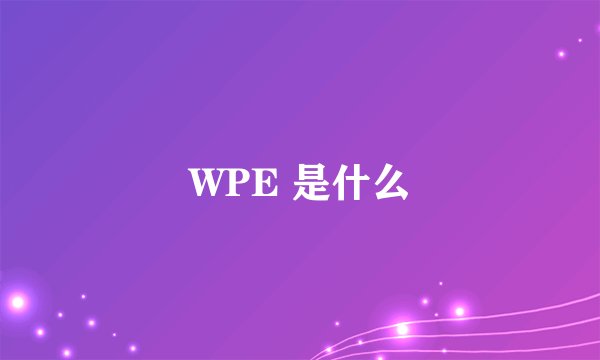 WPE 是什么