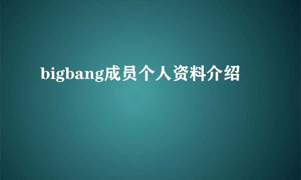 bigbang成员个人资料介绍