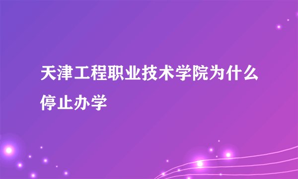 天津工程职业技术学院为什么停止办学