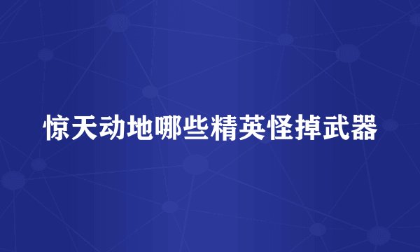 惊天动地哪些精英怪掉武器