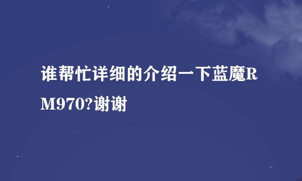 谁帮忙详细的介绍一下蓝魔RM970?谢谢