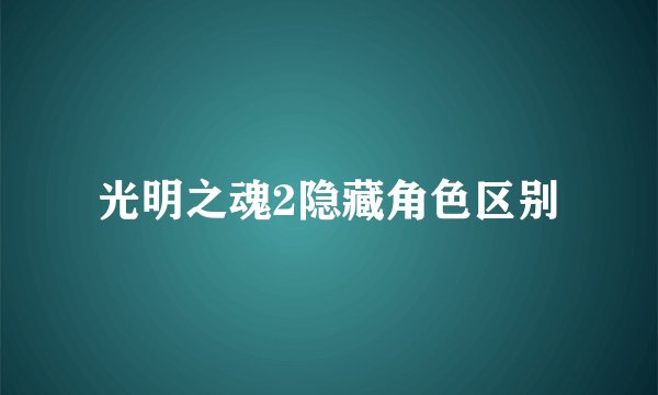 光明之魂2隐藏角色区别