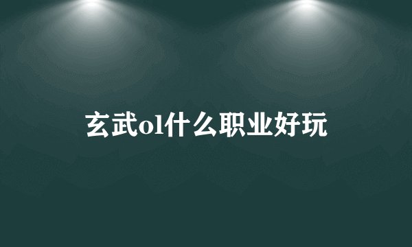 玄武ol什么职业好玩