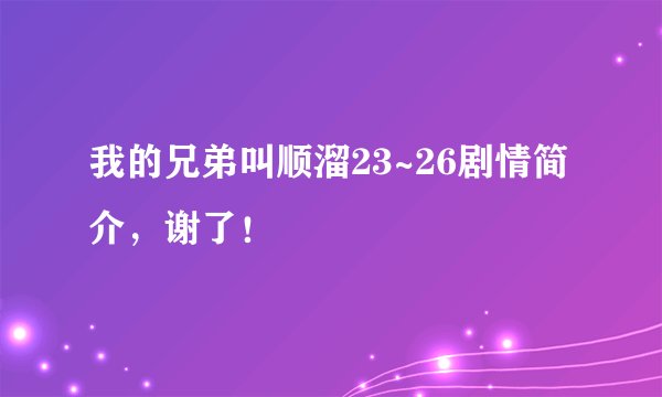 我的兄弟叫顺溜23~26剧情简介，谢了！
