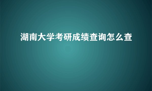 湖南大学考研成绩查询怎么查