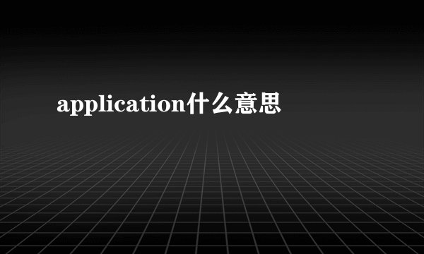 application什么意思