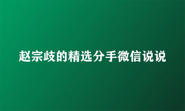 赵宗歧的精选分手微信说说