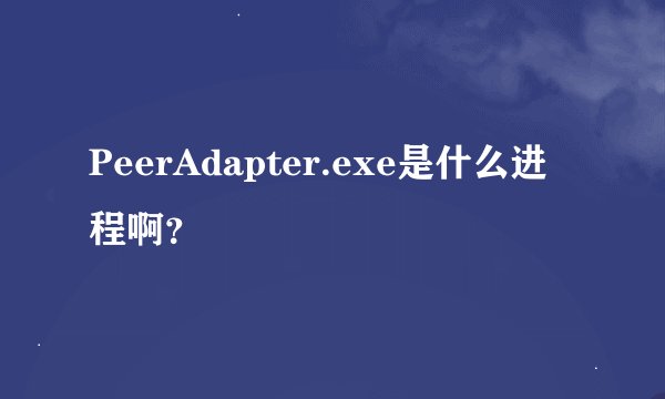 PeerAdapter.exe是什么进程啊？