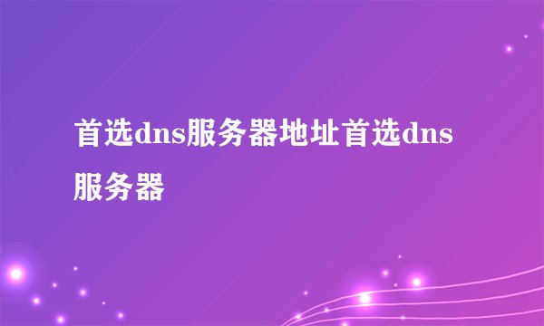 首选dns服务器地址首选dns服务器