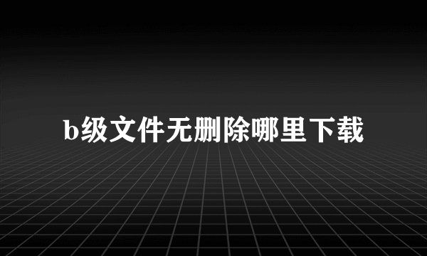 b级文件无删除哪里下载