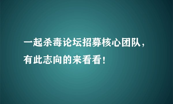 一起杀毒论坛招募核心团队，有此志向的来看看！