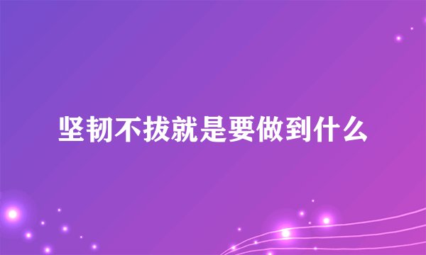 坚韧不拔就是要做到什么