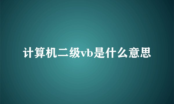 计算机二级vb是什么意思